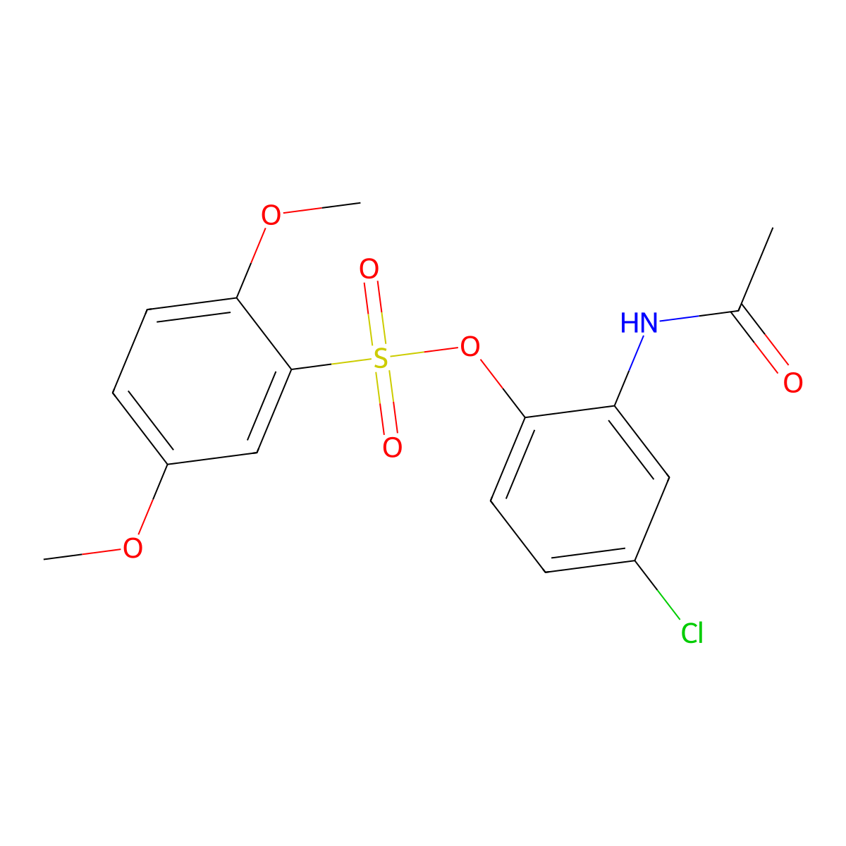 2-(Acetylamino)-4-chlorophenyl 2,5-dimethoxybenzenesulfonate molecular structure, CAS 682763-01-5