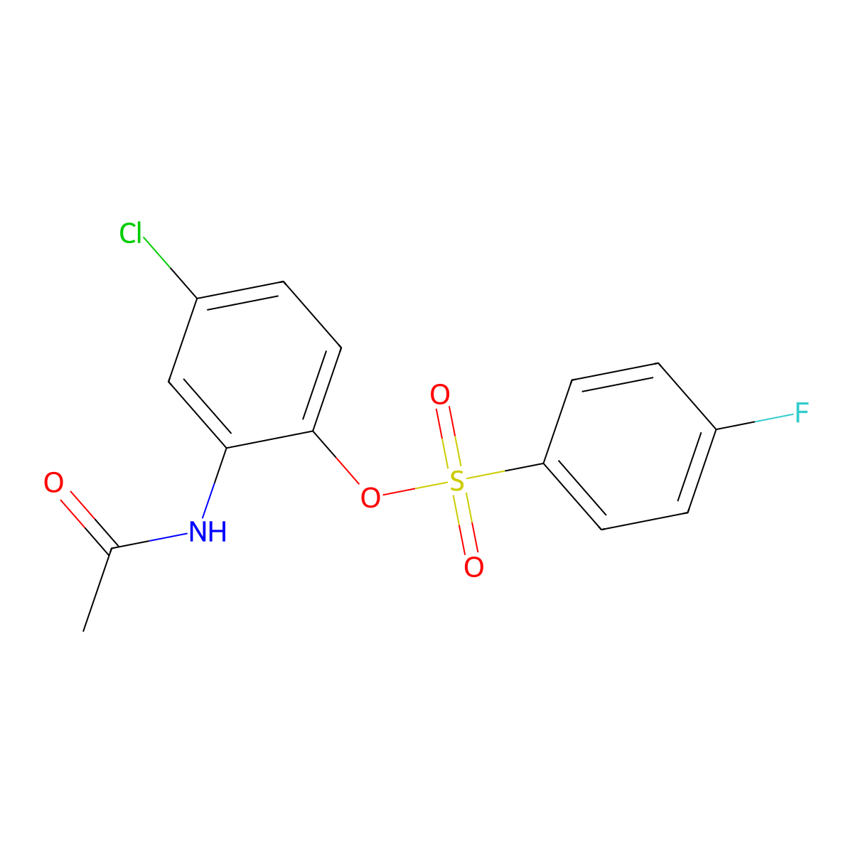 2-(Acetylamino)-4-chlorophenyl 4-fluorobenzenesulfonate molecular structure, CAS 682763-03-7