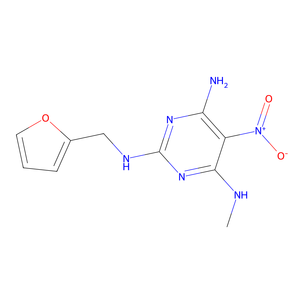 N2-(furan-2-ylmethyl)-N4-methyl-5-nitropyrimidine-2,4,6-triamine molecular structure, CAS 682776-65-4