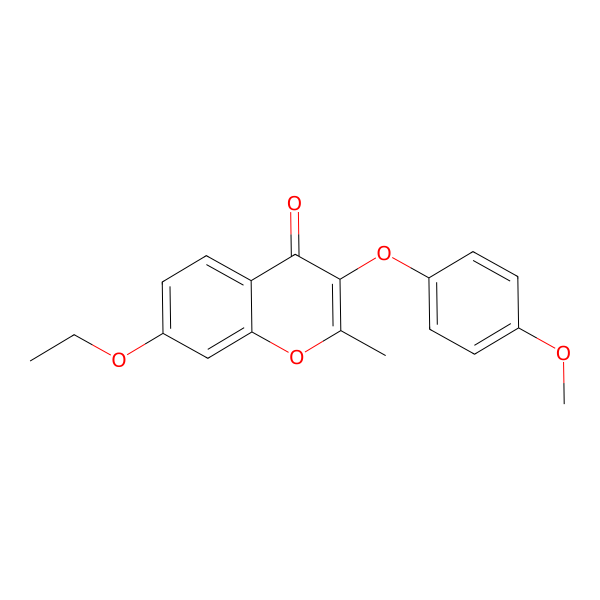 7-ethoxy-3-(4-methoxyphenoxy)-2-methyl-4H-chromen-4-one molecular structure, CAS 682778-69-4
