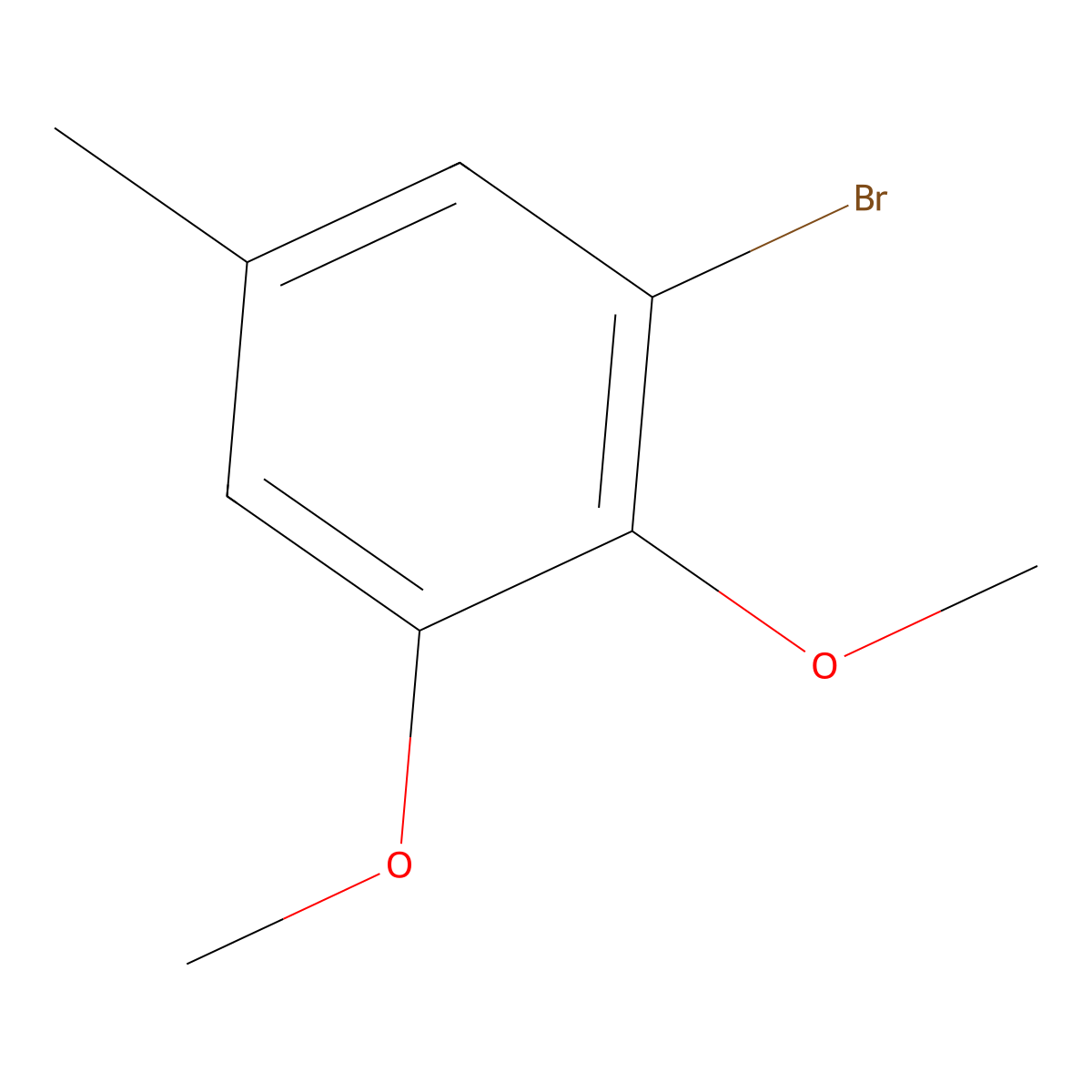 Benzene, 1-bromo-2,3-dimethoxy-5-methyl- molecular structure, CAS 68278-85-3