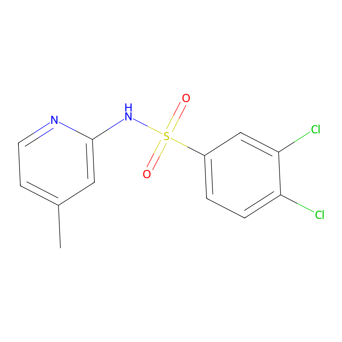 3,4-dichloro-N-(4-methylpyridin-2-yl)benzene-1-sulfonamide molecular structure, CAS 682784-85-6
