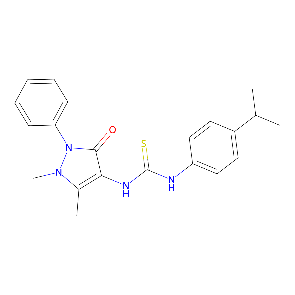 N-(1,5-dimethyl-3-oxo-2-phenyl-2,3-dihydro-1H-pyrazol-4-yl)-N'-(4-isopropylphenyl)thiourea molecular structure, CAS 682788-47-2