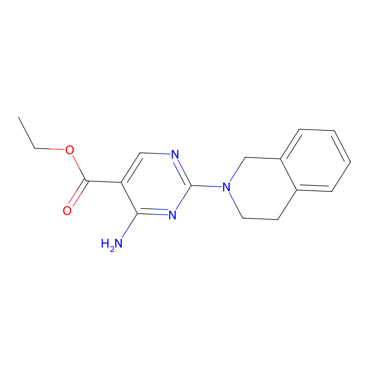ethyl 4-amino-2-(3,4-dihydroisoquinolin-2(1H)-yl)pyrimidine-5-carboxylate molecular structure, CAS 682789-05-5