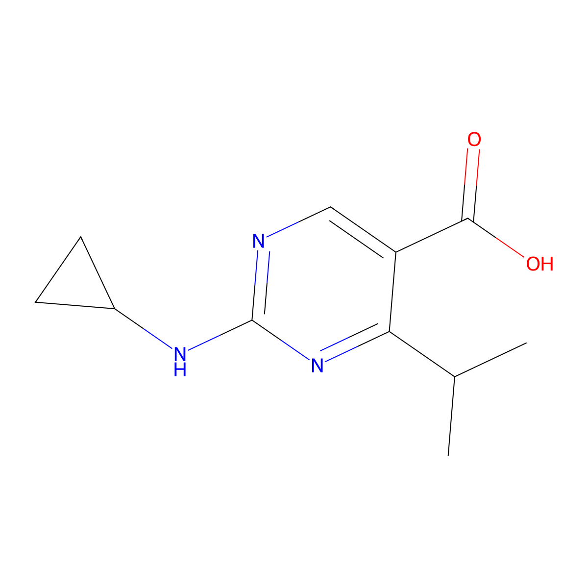 2-(Cyclopropylamino)-4-isopropylpyrimidine-5-carboxylic acid molecular structure, CAS 682789-54-4