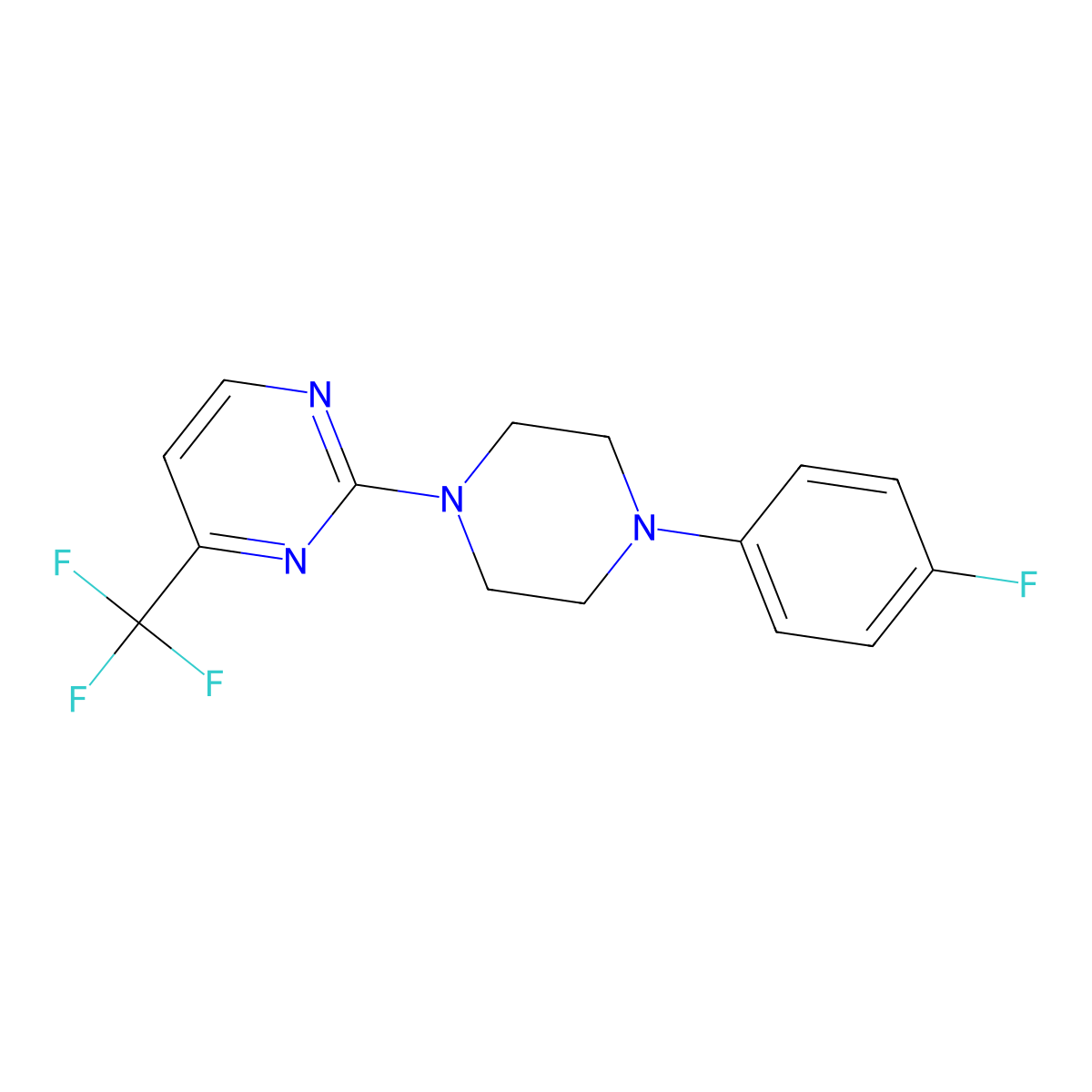 2-[4-(4-Fluorophenyl)piperazin-1-yl]-4-(trifluoromethyl)pyrimidine molecular structure, CAS 682789-60-2