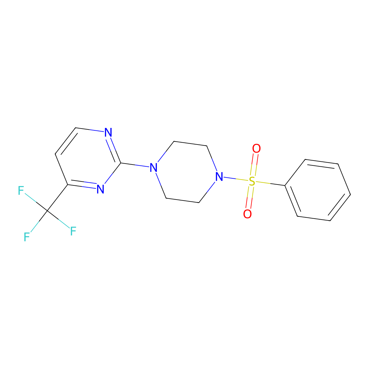 2-[4-(Benzenesulfonyl)piperazin-1-yl]-4-(trifluoromethyl)pyrimidine molecular structure, CAS 682789-84-0