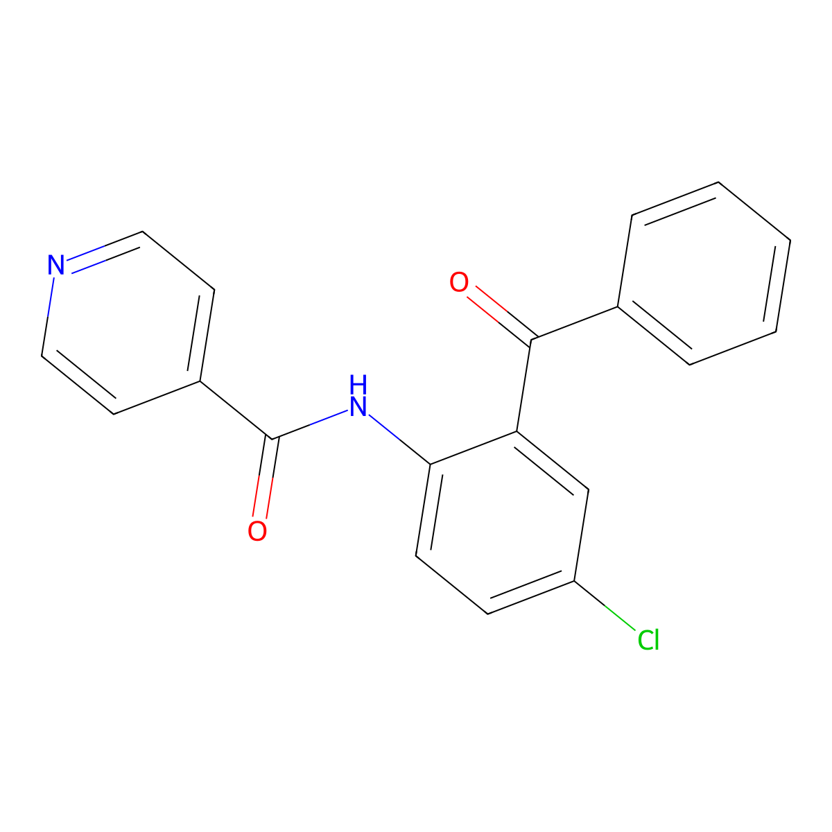 4-Pyridinecarboxamide, N-(2-benzoyl-4-chlorophenyl)- molecular structure, CAS 68279-79-8