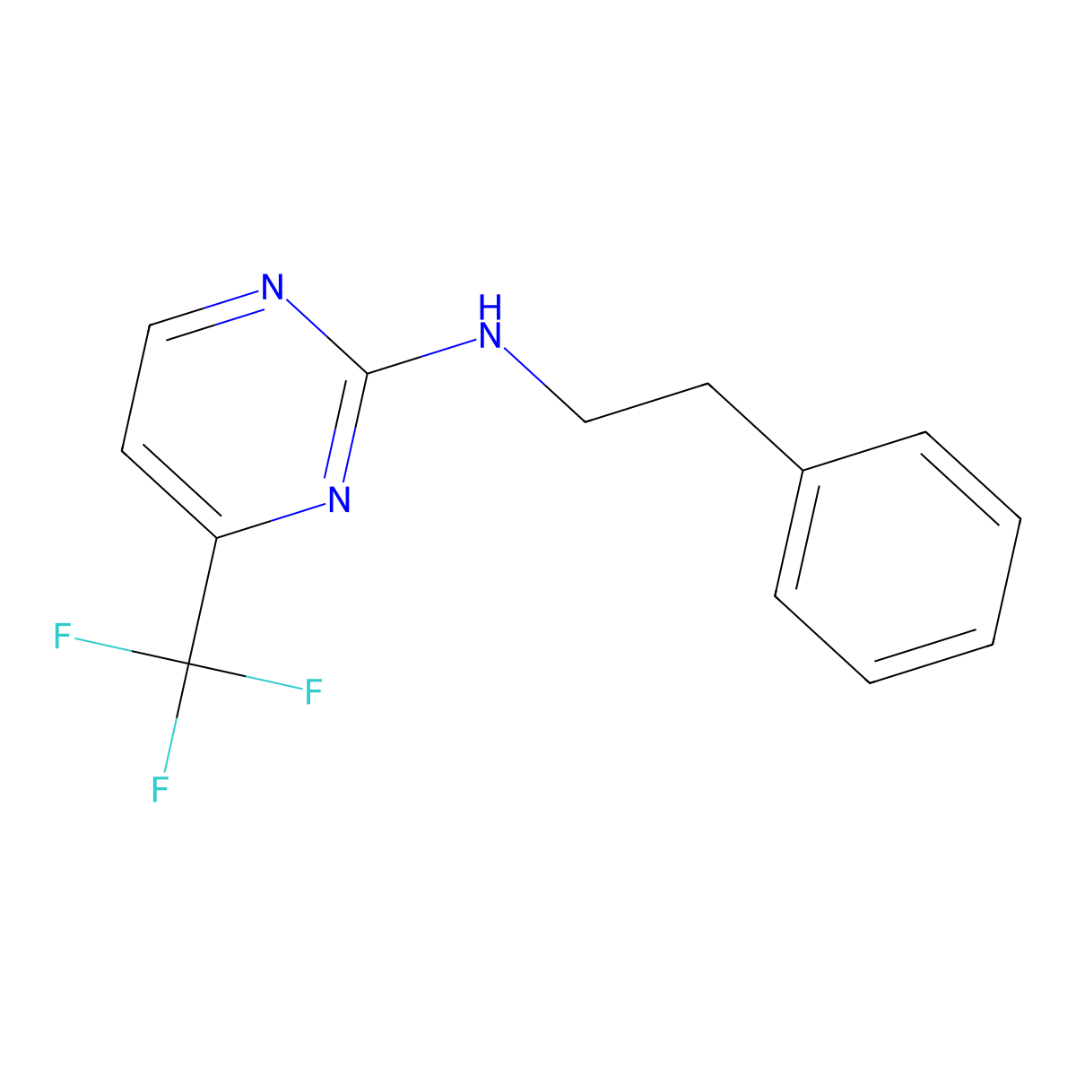 N-(2-phenylethyl)-4-(trifluoromethyl)pyrimidin-2-amine molecular structure, CAS 682790-25-6