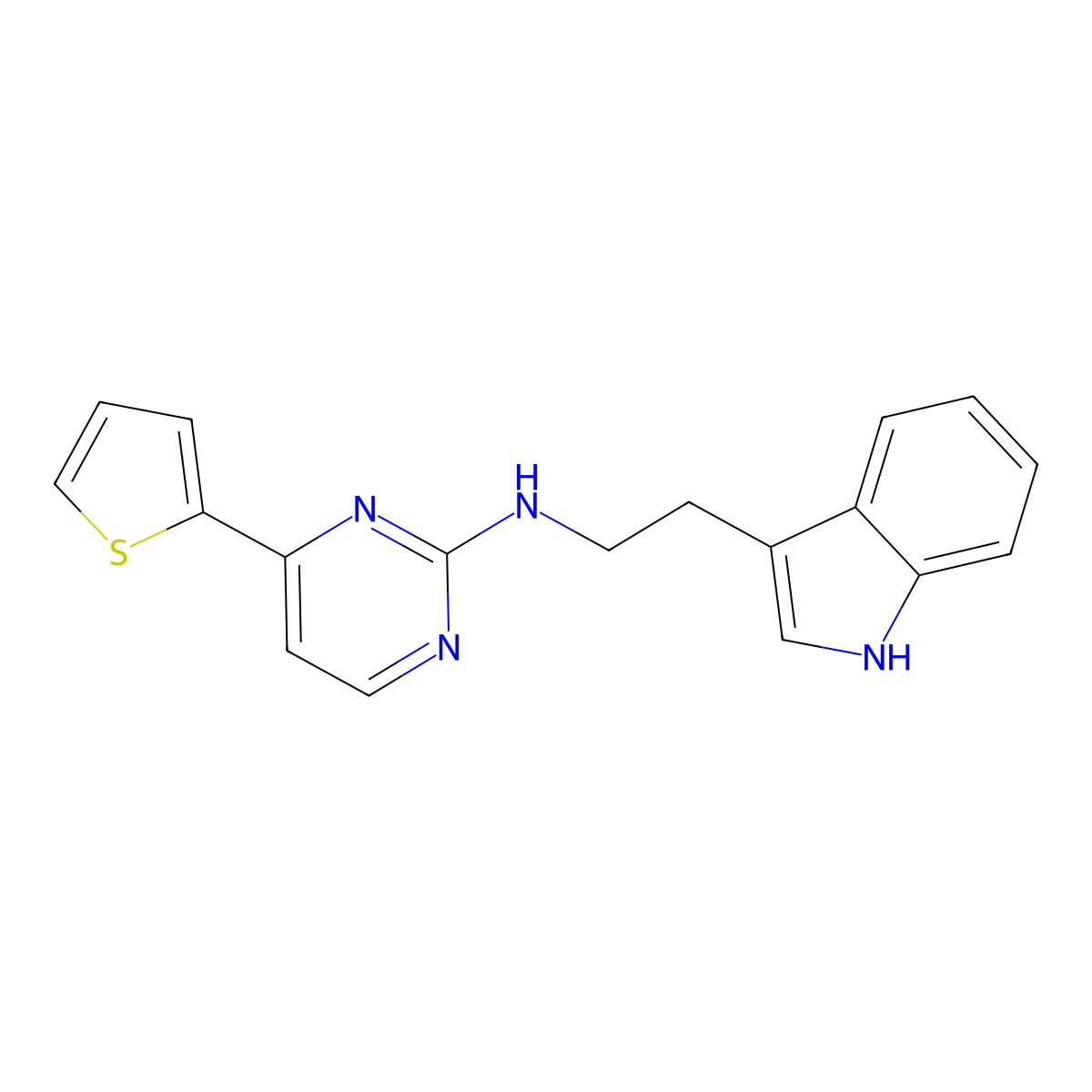 N-[2-(1H-indol-3-yl)ethyl]-4-thiophen-2-ylpyrimidin-2-amine molecular structure, CAS 682793-07-3