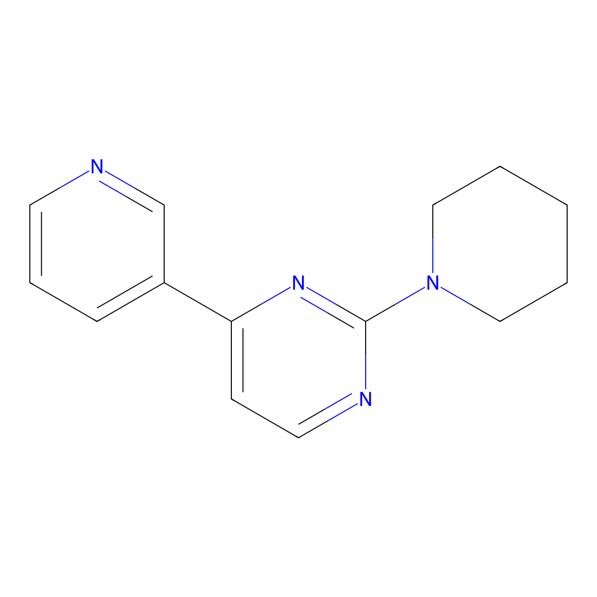 2-(Piperidin-1-yl)-4-(pyridin-3-yl)pyrimidine molecular structure, CAS 682795-96-6
