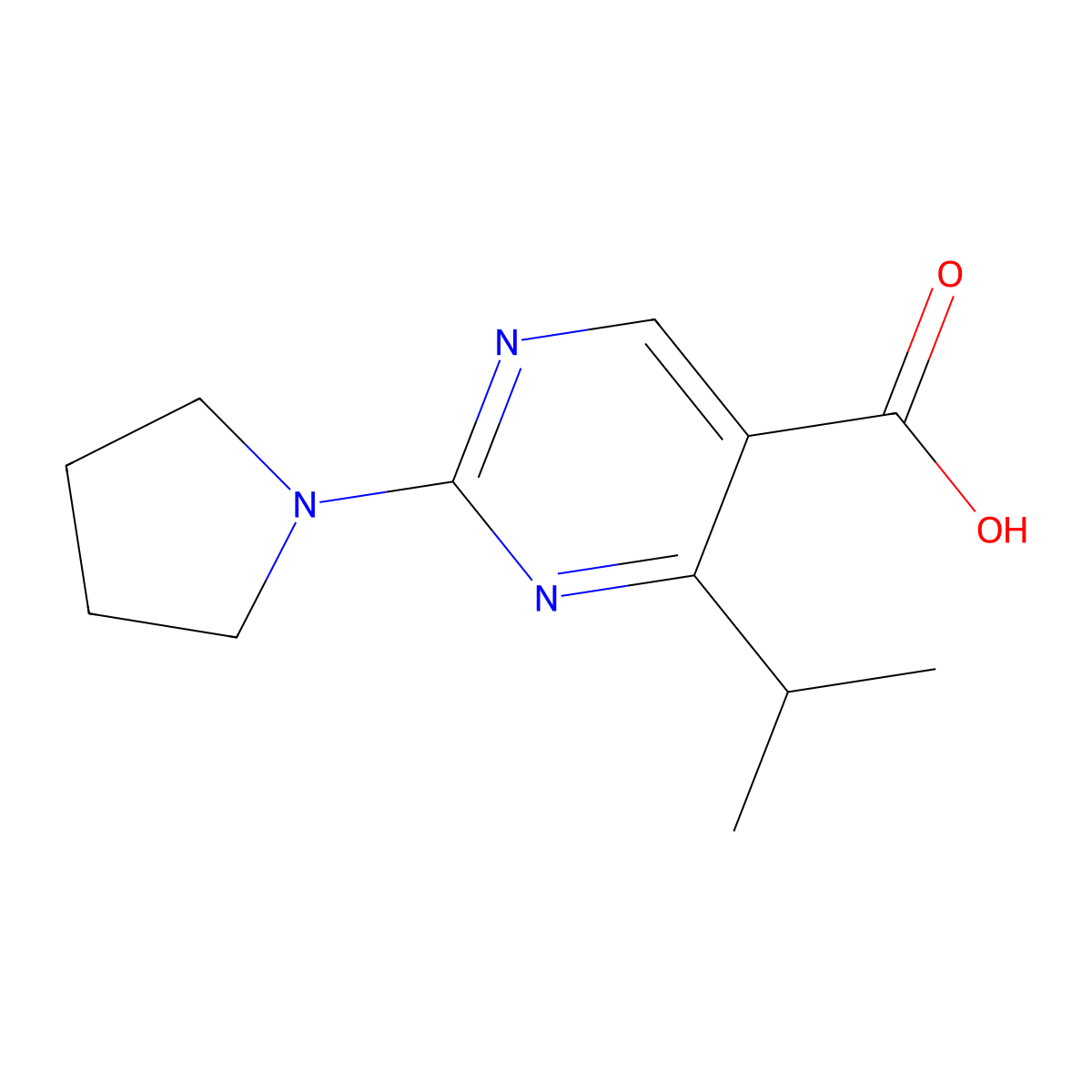 4-Isopropyl-2-pyrrolidin-1-ylpyrimidine-5-carboxylic acid molecular structure, CAS 682798-53-4