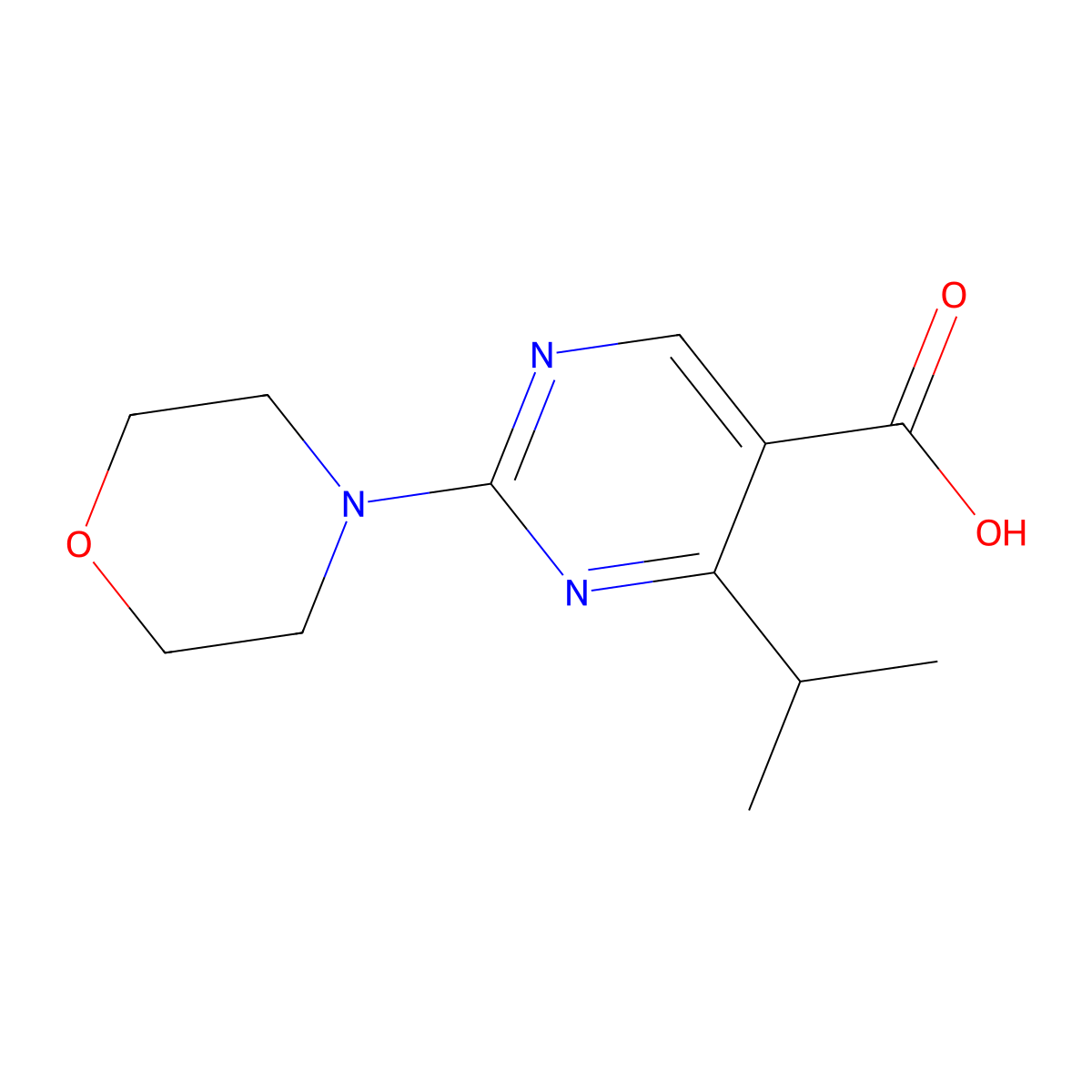 4-Isopropyl-2-morpholin-4-ylpyrimidine-5-carboxylic acid molecular structure, CAS 682798-54-5