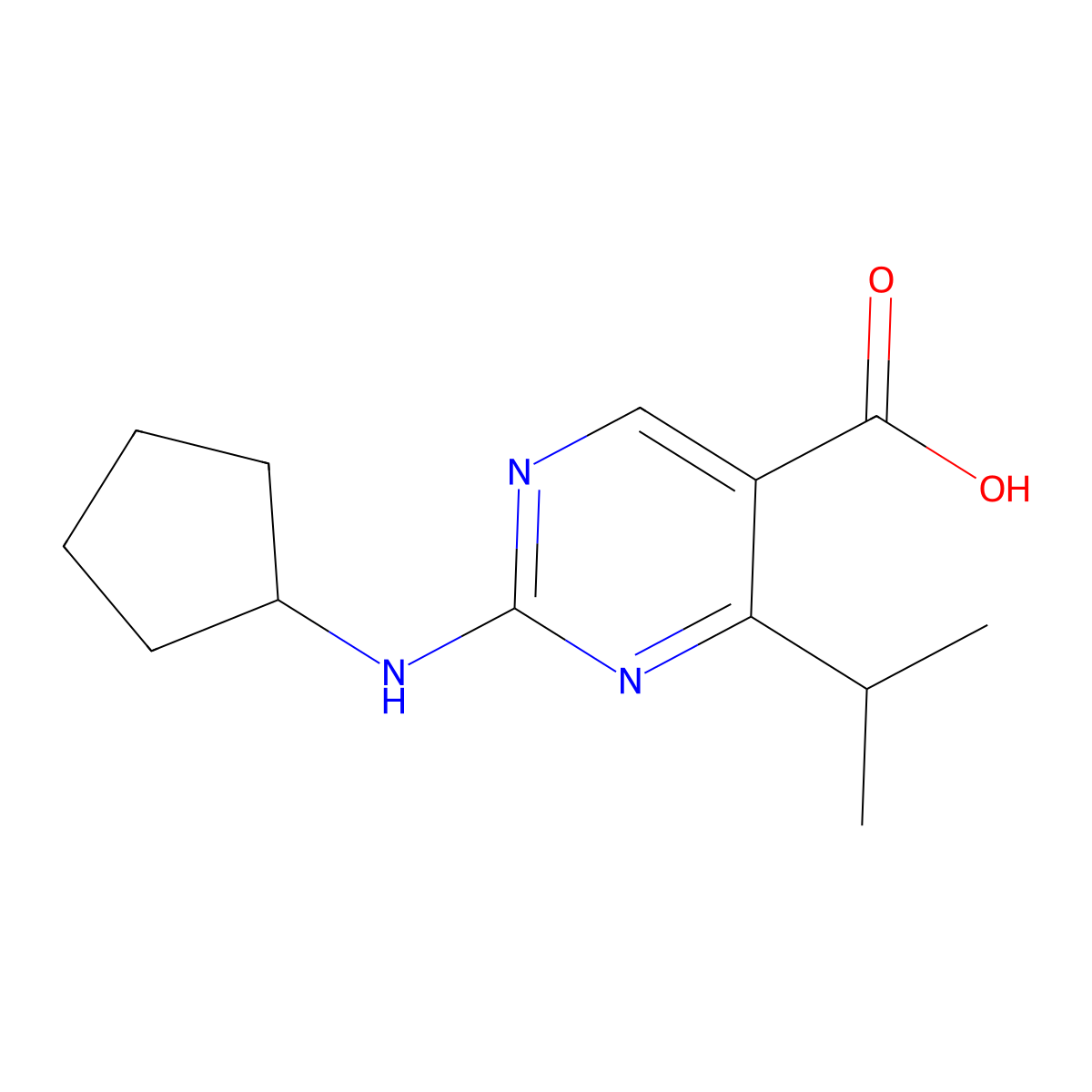 2-(Cyclopentylamino)-4-isopropylpyrimidine-5-carboxylic acid molecular structure, CAS 682799-07-1