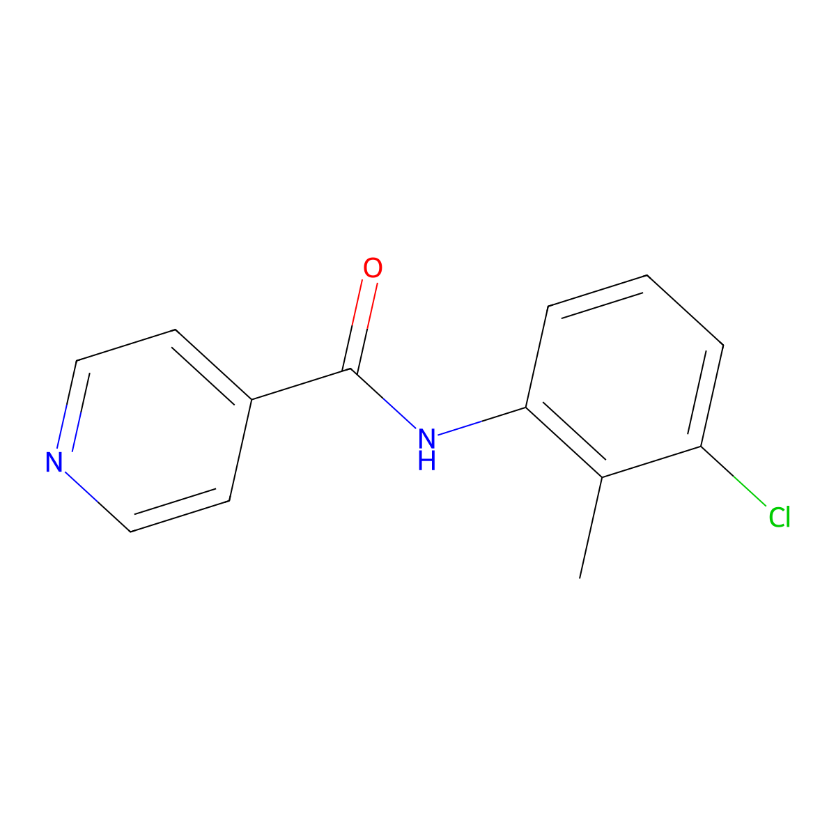 N-(3-chloro-2-methylphenyl)isonicotinamide molecular structure, CAS 68280-07-9