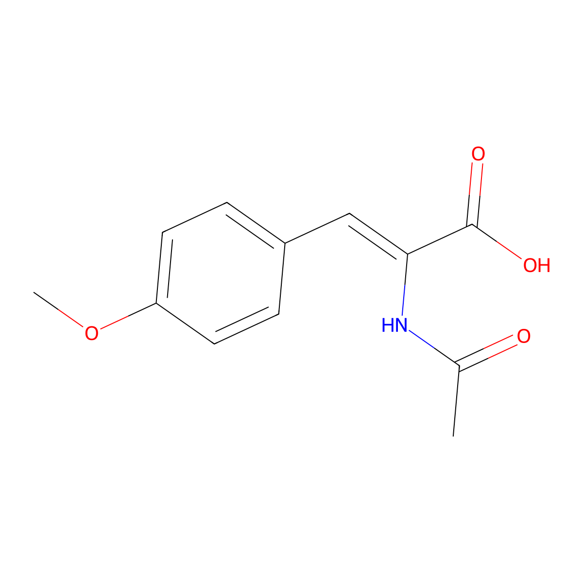 2-Acetamido-3-(4-methoxyphenyl)prop-2-enoic acid molecular structure, CAS 68280-85-3