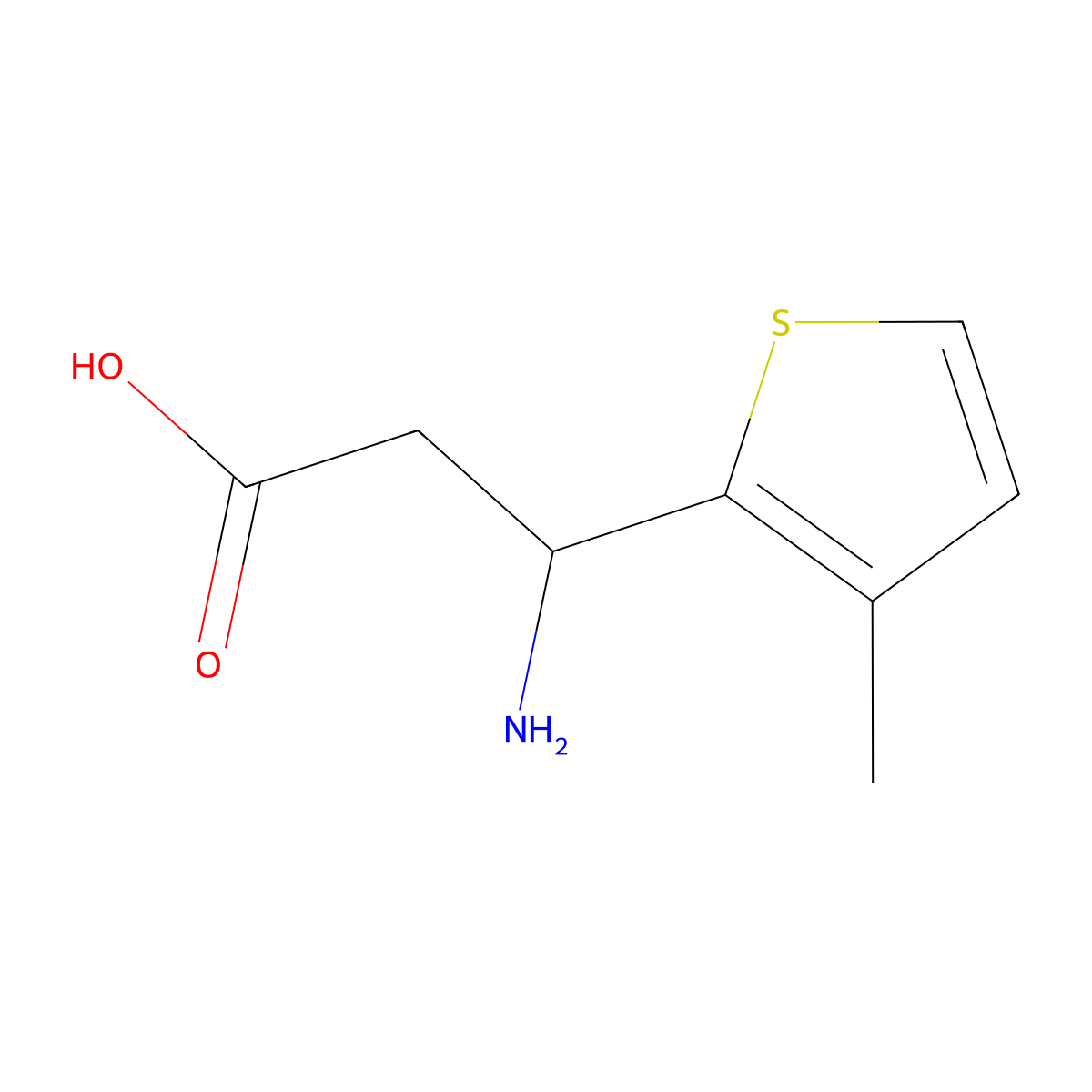 3-Amino-3-(3-methylthiophen-2-yl)propanoic acid molecular structure, CAS 682802-96-6