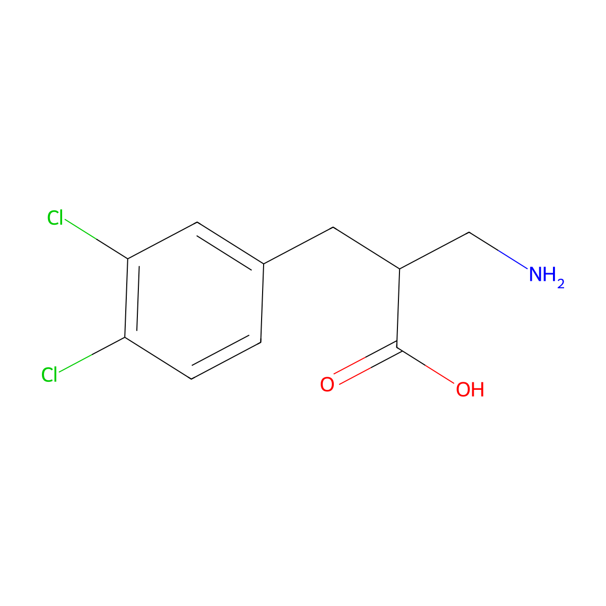3-Amino-2-(3,4-dichlorobenzyl)propanoic acid molecular structure, CAS 682803-15-2