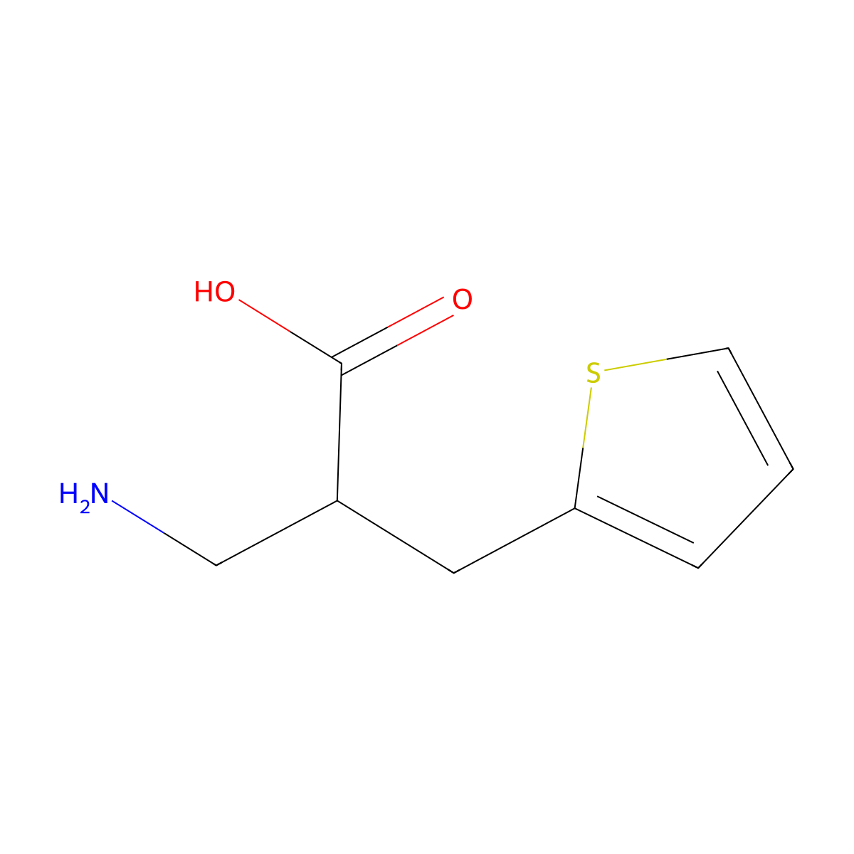 3-Amino-2-(thiophen-2-ylmethyl)propanoic acid molecular structure, CAS 682803-37-8