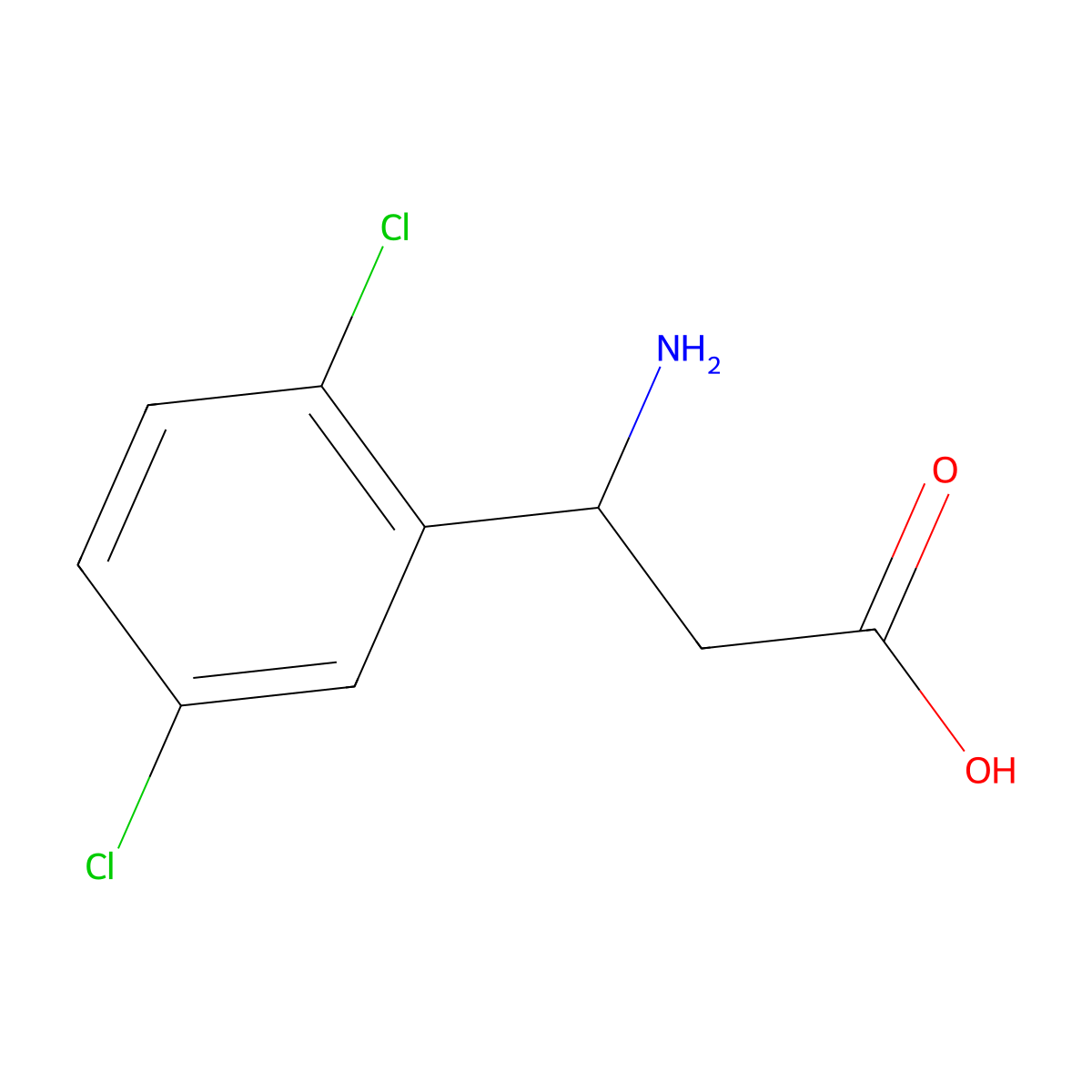3-Amino-3-(2,5-dichlorophenyl)propanoic acid molecular structure, CAS 682803-48-1