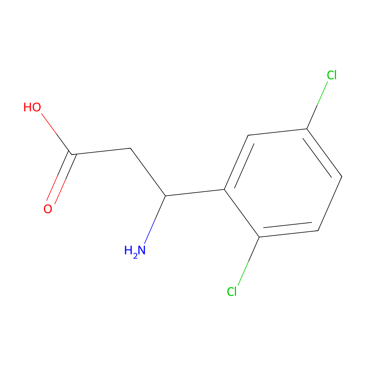 3-Amino-3-(2,5-dichlorophenyl)propanoic acid molecular structure, CAS 682803-48-1