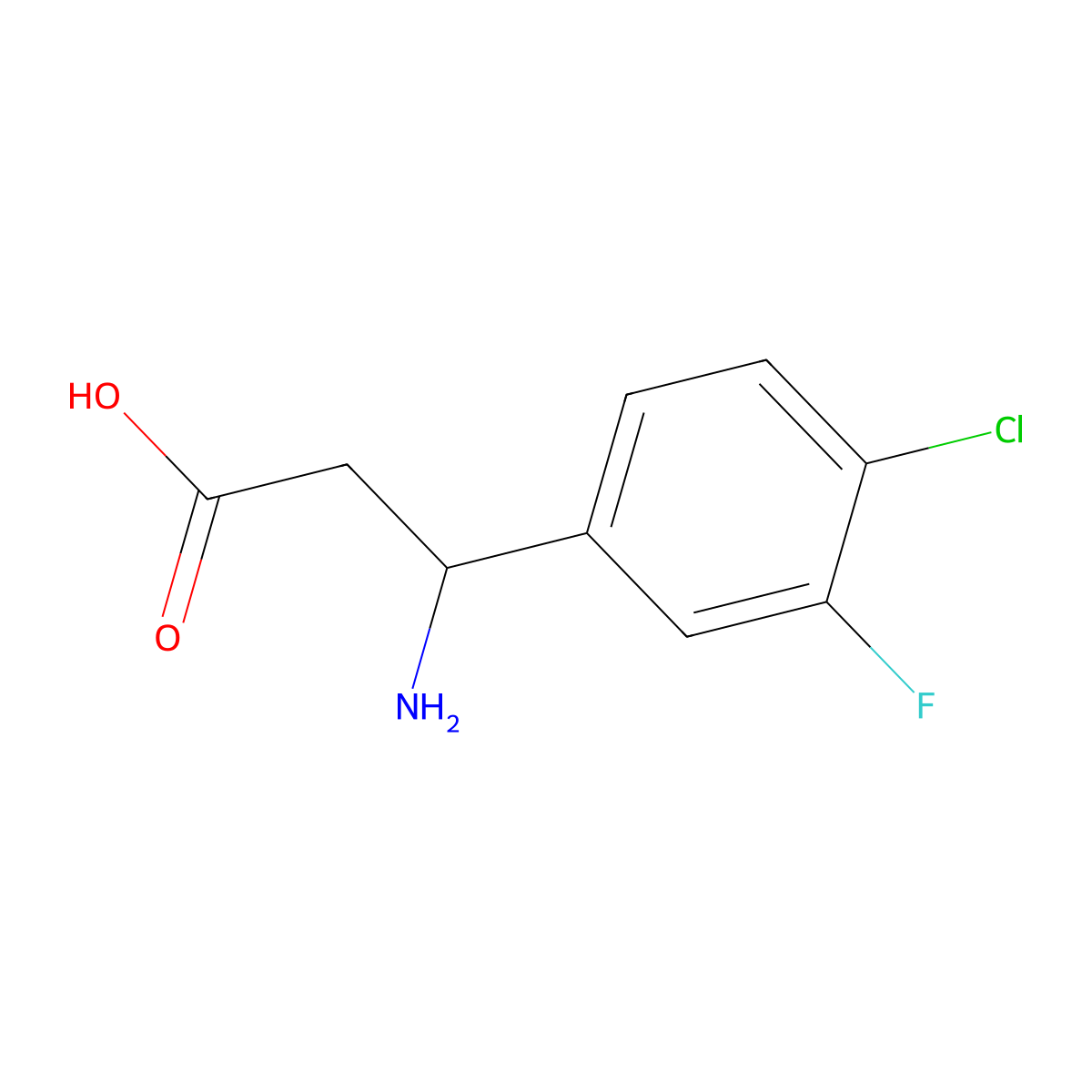 3-Amino-3-(4-chloro-3-fluorophenyl)propanoic acid molecular structure, CAS 682803-73-2