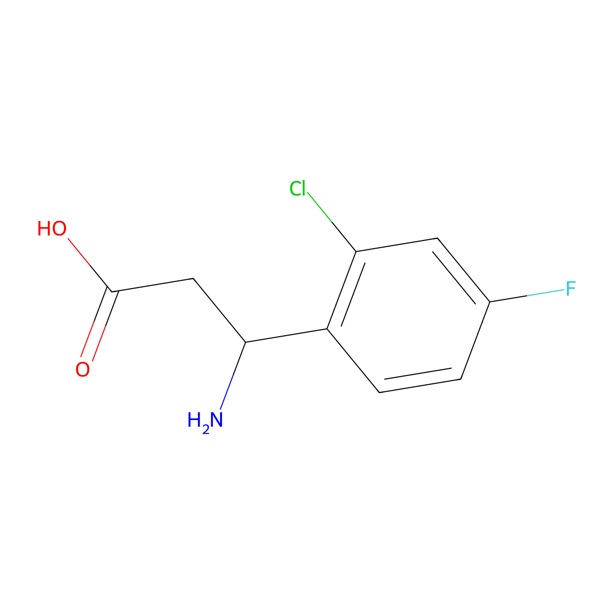 3-Amino-3-(2-chloro-4-fluorophenyl)propanoic acid molecular structure, CAS 682803-74-3