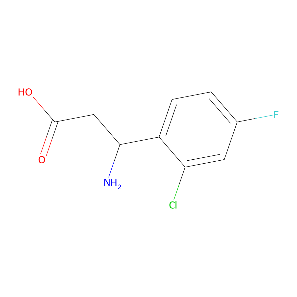 3-Amino-3-(2-chloro-4-fluorophenyl)propanoic acid molecular structure, CAS 682803-74-3