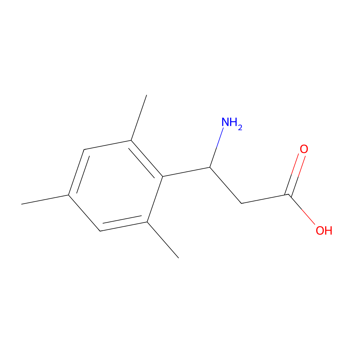 3-Amino-3-(2,4,6-trimethylphenyl)propanoic acid molecular structure, CAS 682804-03-1