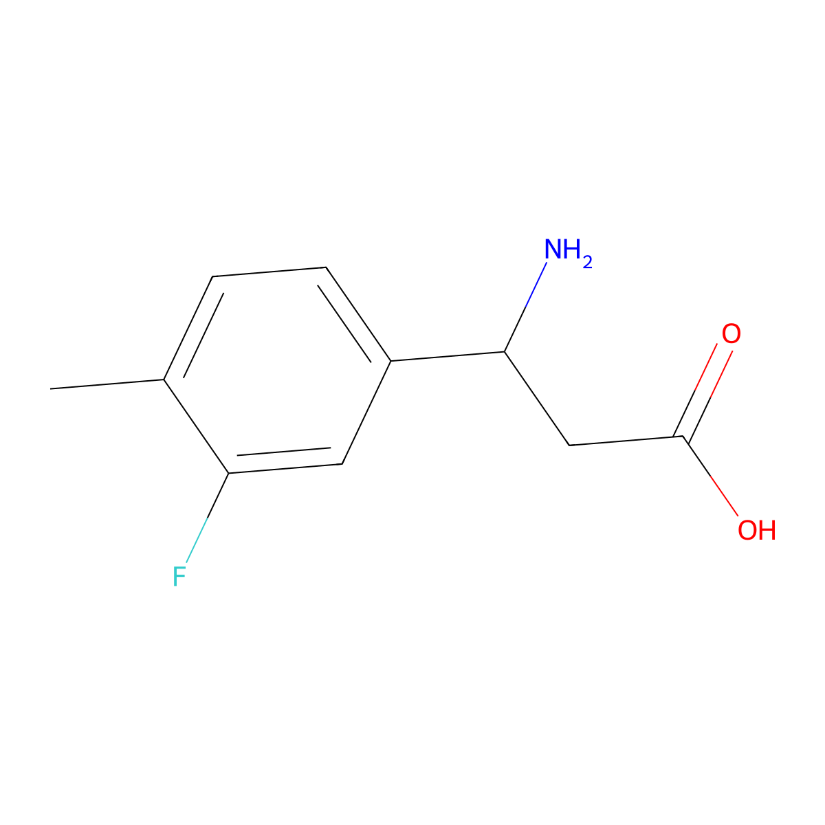 3-Amino-3-(3-fluoro-4-methylphenyl)propanoic acid molecular structure, CAS 682804-13-3