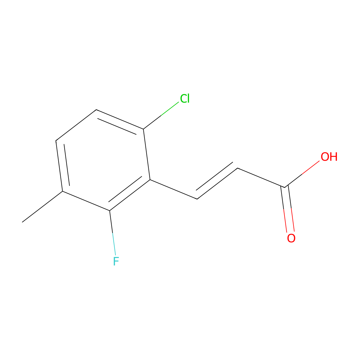 6-Chloro-2-fluoro-3-methylcinnamic acid molecular structure, CAS 682804-90-6