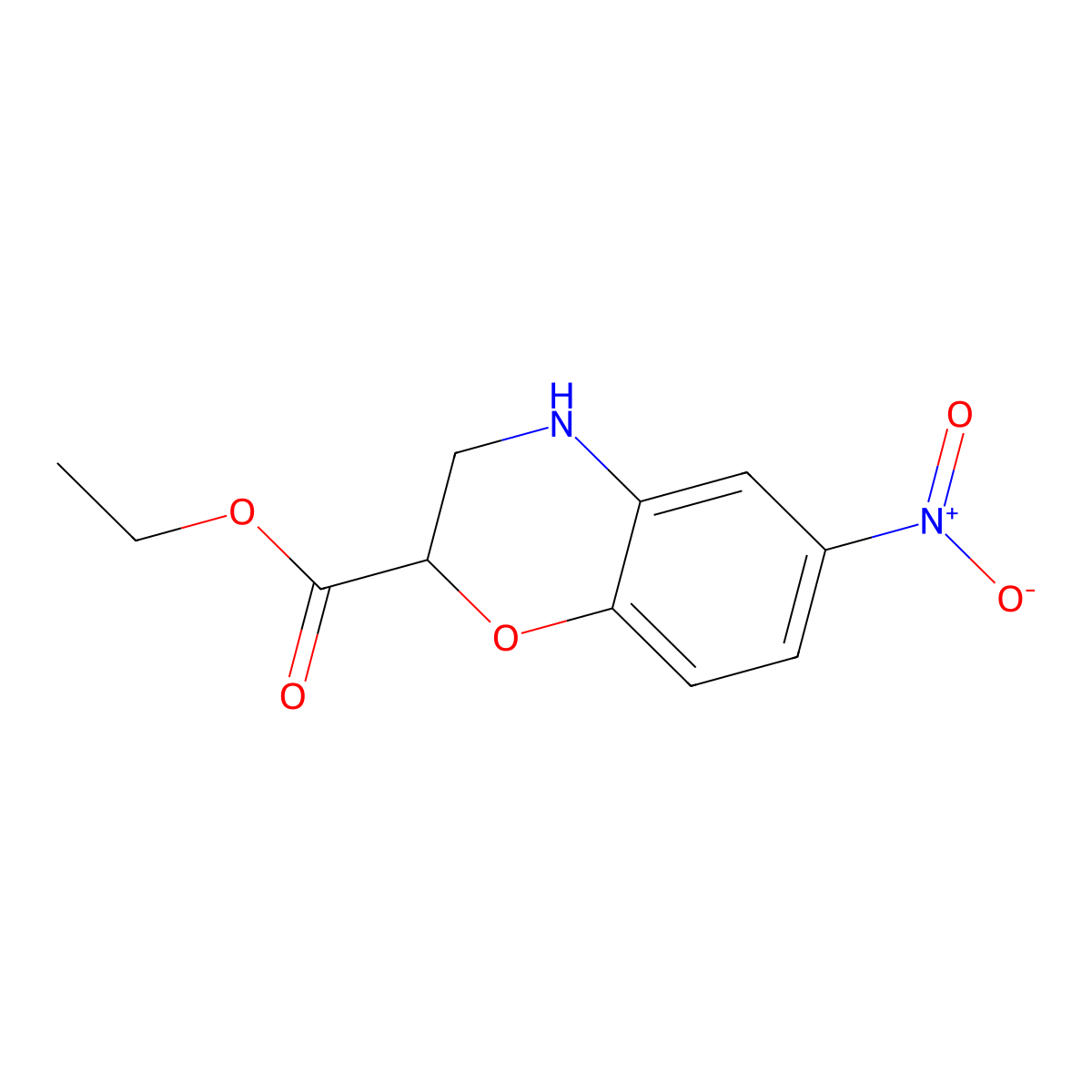 ethyl 6-nitro-3,4-dihydro-2H-1,4-benzoxazine-2-carboxylate molecular structure, CAS 68281-45-8