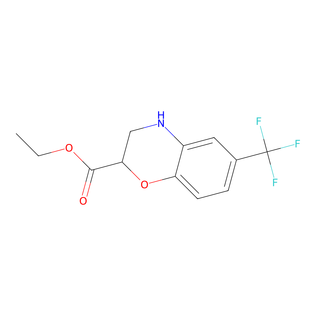 ethyl 6-(trifluoromethyl)-3,4-dihydro-2H-1,4-benzoxazine-2-carboxylate molecular structure, CAS 68281-49-2