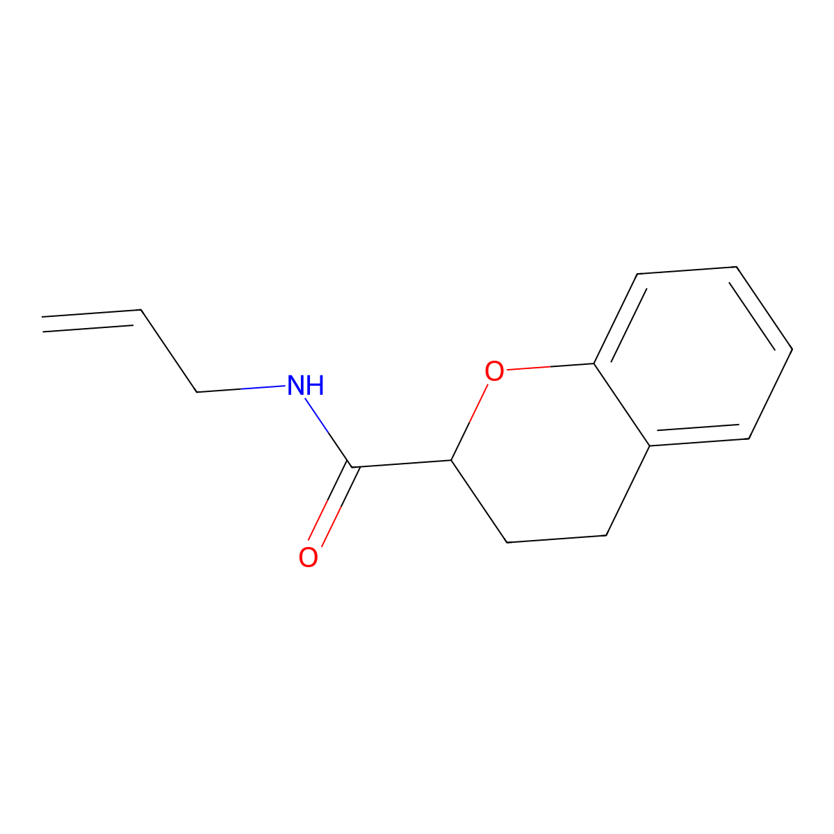 N-(prop-2-en-1-yl)-3,4-dihydro-2H-1-benzopyran-2-carboxamide molecular structure, CAS 68281-62-9