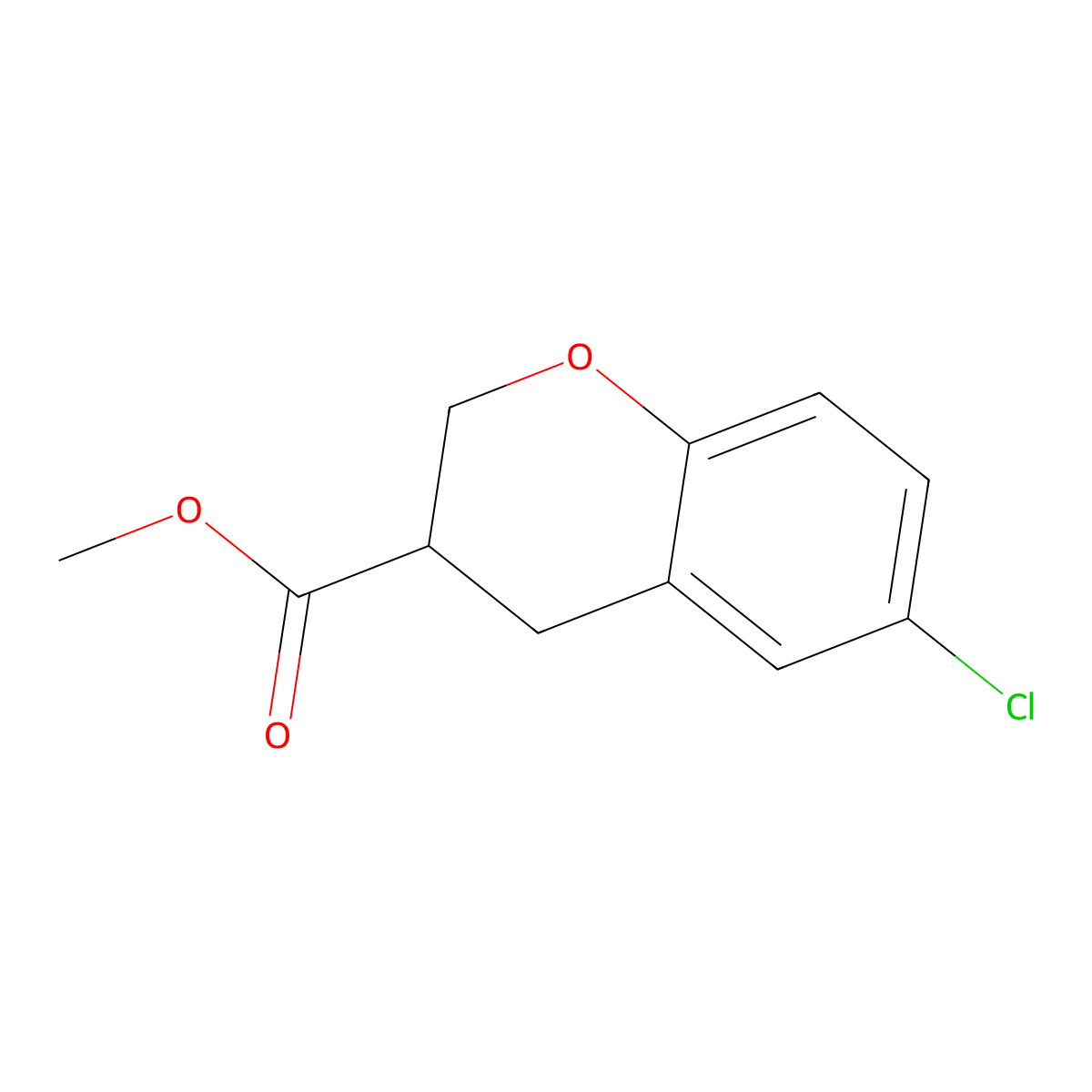 Methyl 6-chloro-3,4-dihydro-2H-1-benzopyran-3-carboxylate molecular structure, CAS 68281-66-3