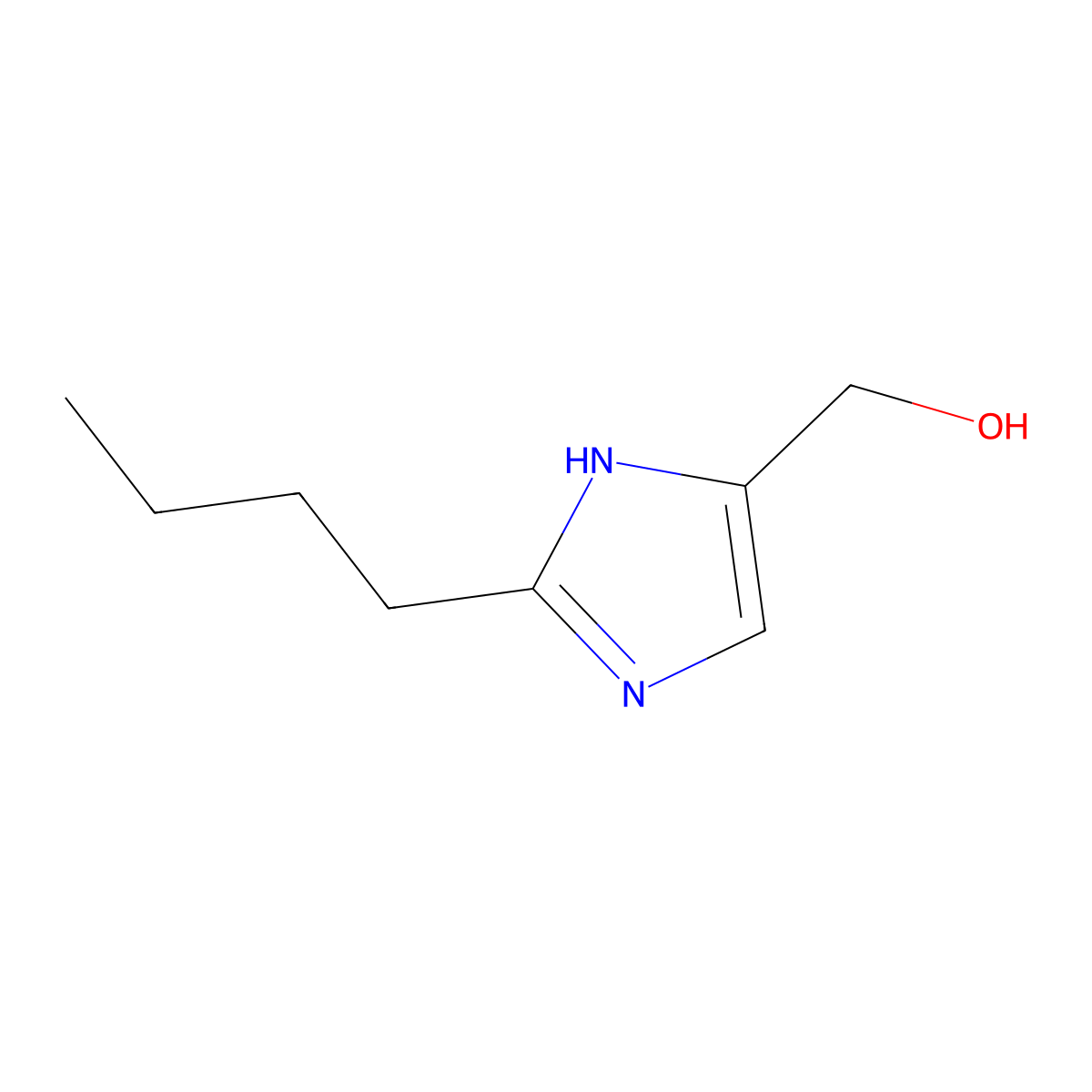 2-Butyl-5-hydroxymethylimidazole molecular structure, CAS 68283-19-2