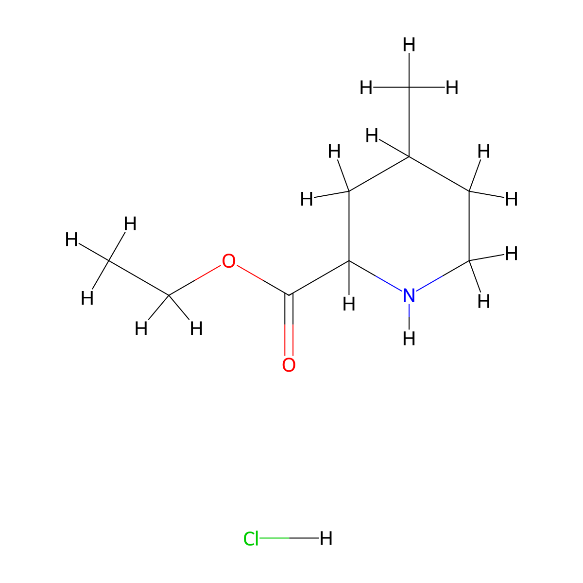 Ethyl 4-methylpiperidine-2-carboxylate hydrochloride molecular structure, CAS 68285-79-0