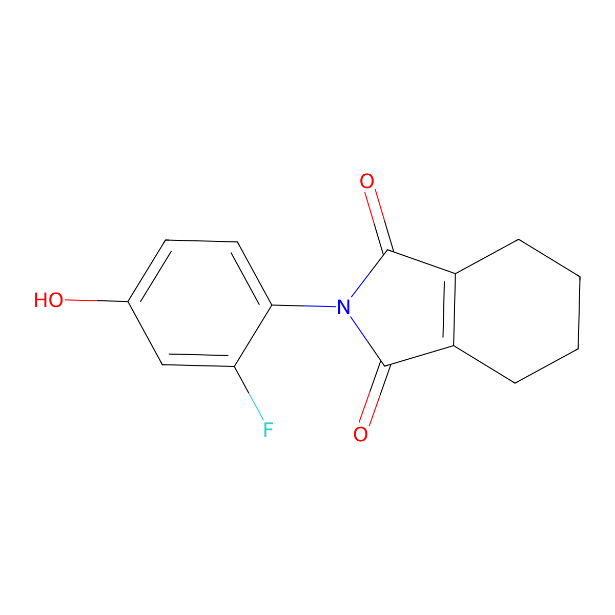 2-(2-fluoro-4-hydroxyphenyl)-4,5,6,7-tetrahydro-1H-isoindole-1,3(2H)-dione molecular structure, CAS 68285-84-7