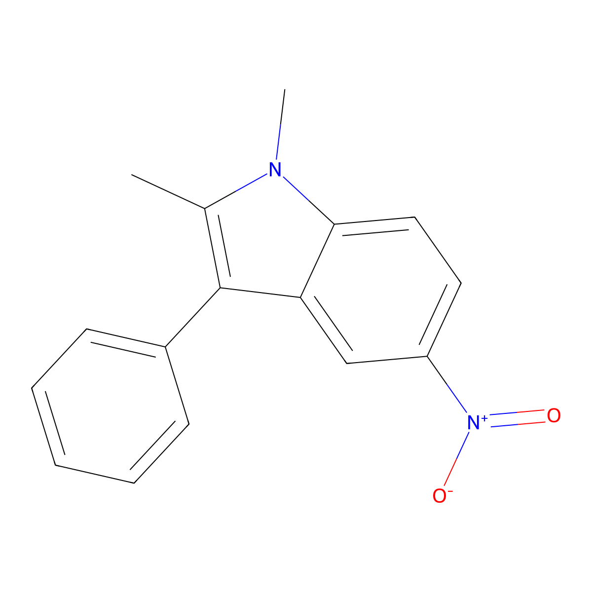 1,2-Dimethyl-5-nitro-3-phenyl-1H-indole molecular structure, CAS 68285-93-8
