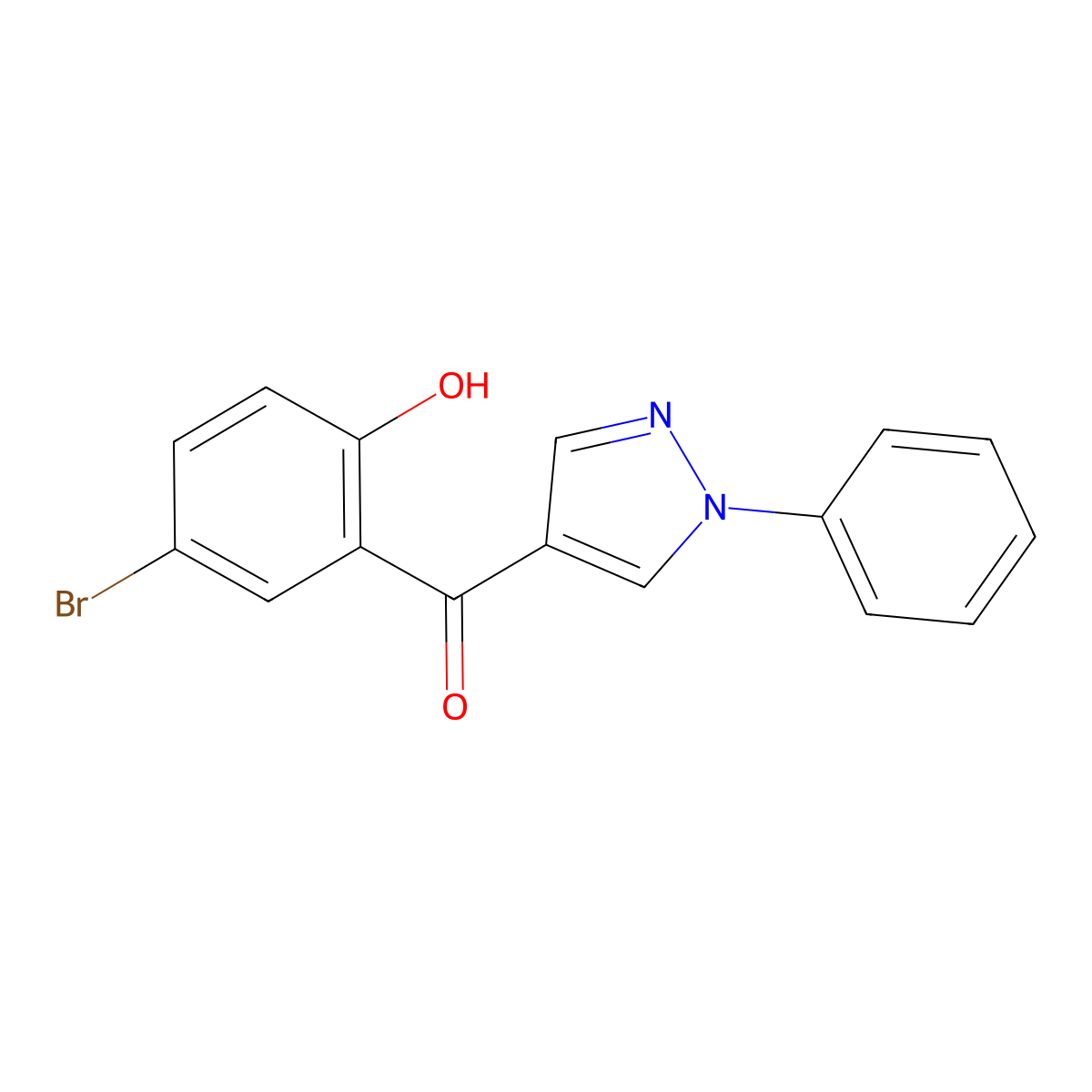 (5-Bromo-2-hydroxy-phenyl)-(1-phenyl-1H-pyrazol-4-yl)ketone molecular structure, CAS 68287-72-9