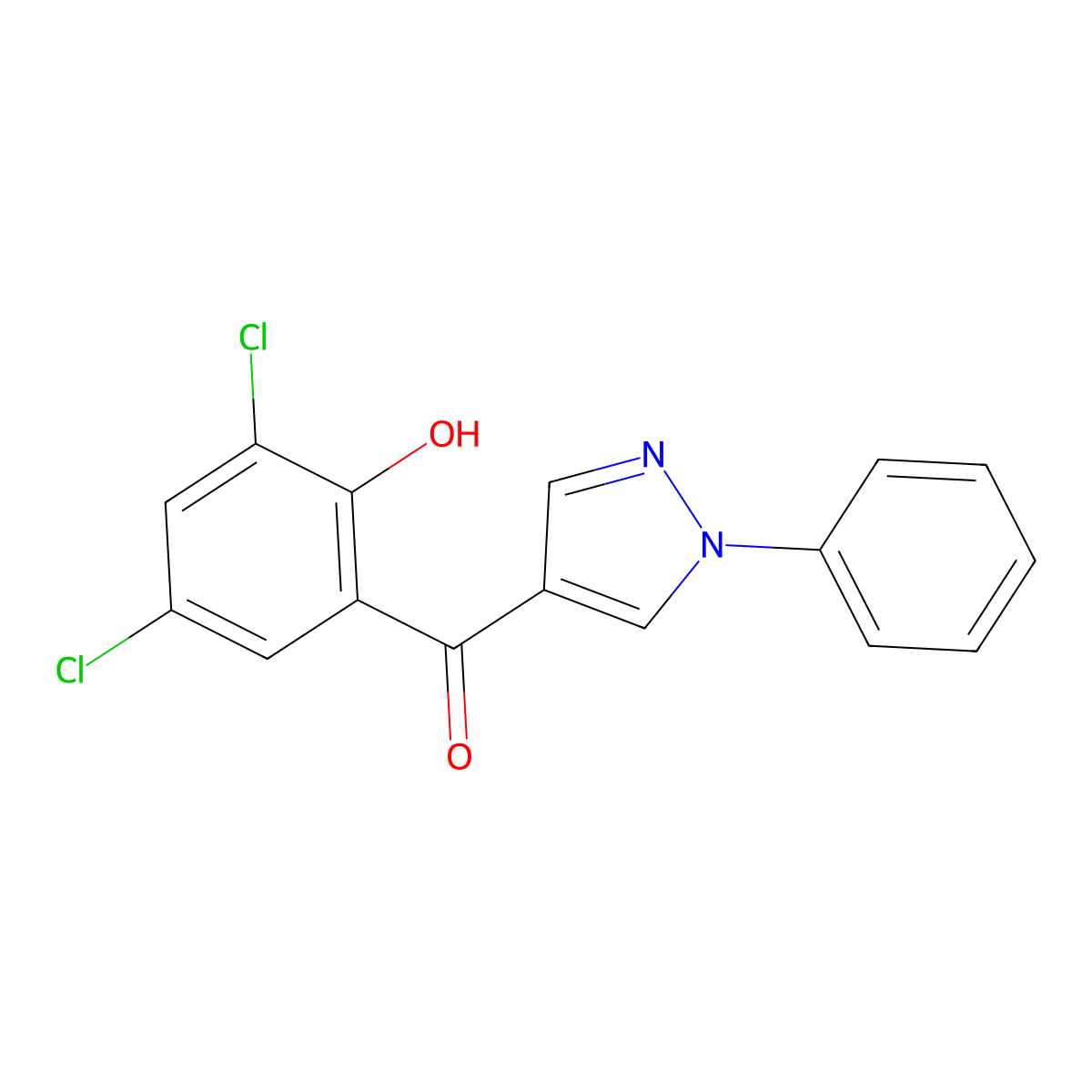 4-(3,5-Dichloro-2-hydroxybenzoyl)-1-phenylpyrazole molecular structure, CAS 68287-74-1