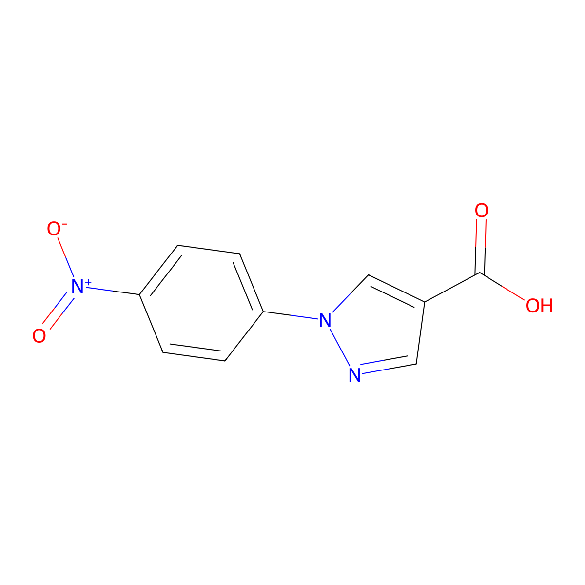 1-(4-nitrophenyl)-1H-pyrazole-4-carboxylic acid molecular structure, CAS 68287-79-6