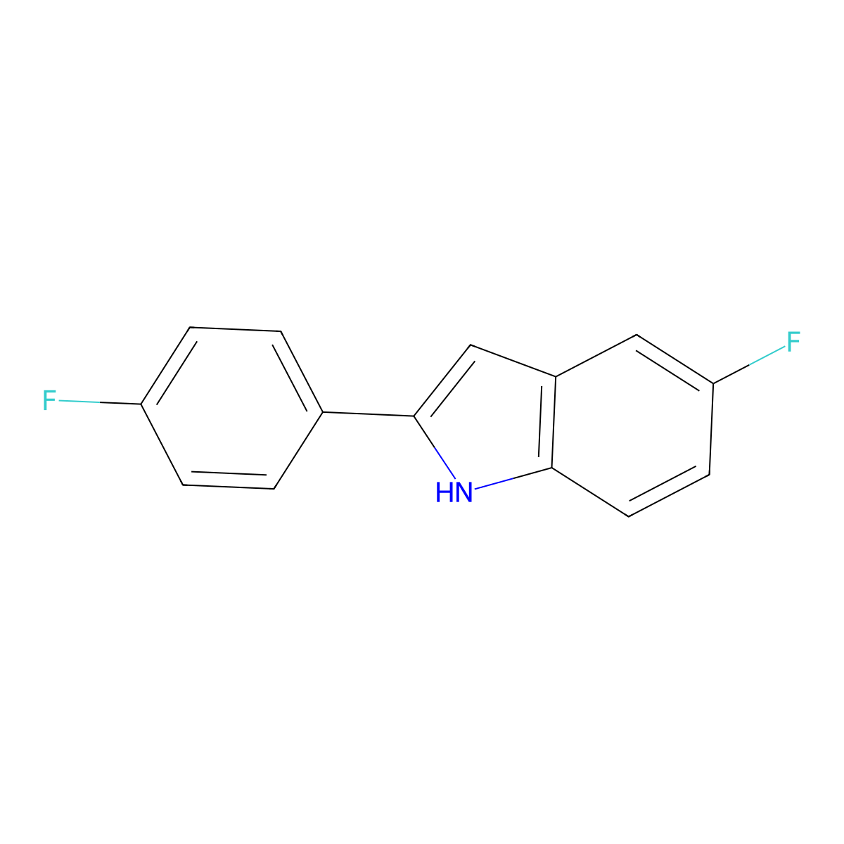 5-fluoro-2-(4-fluorophenyl)-1H-indole molecular structure, CAS 68290-34-6