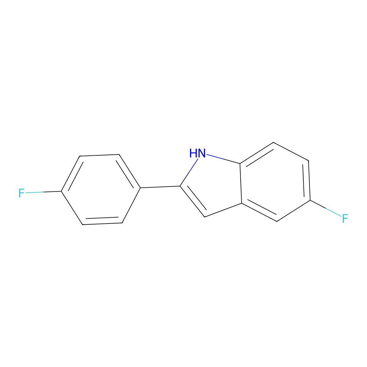 5-fluoro-2-(4-fluorophenyl)-1H-indole molecular structure, CAS 68290-34-6