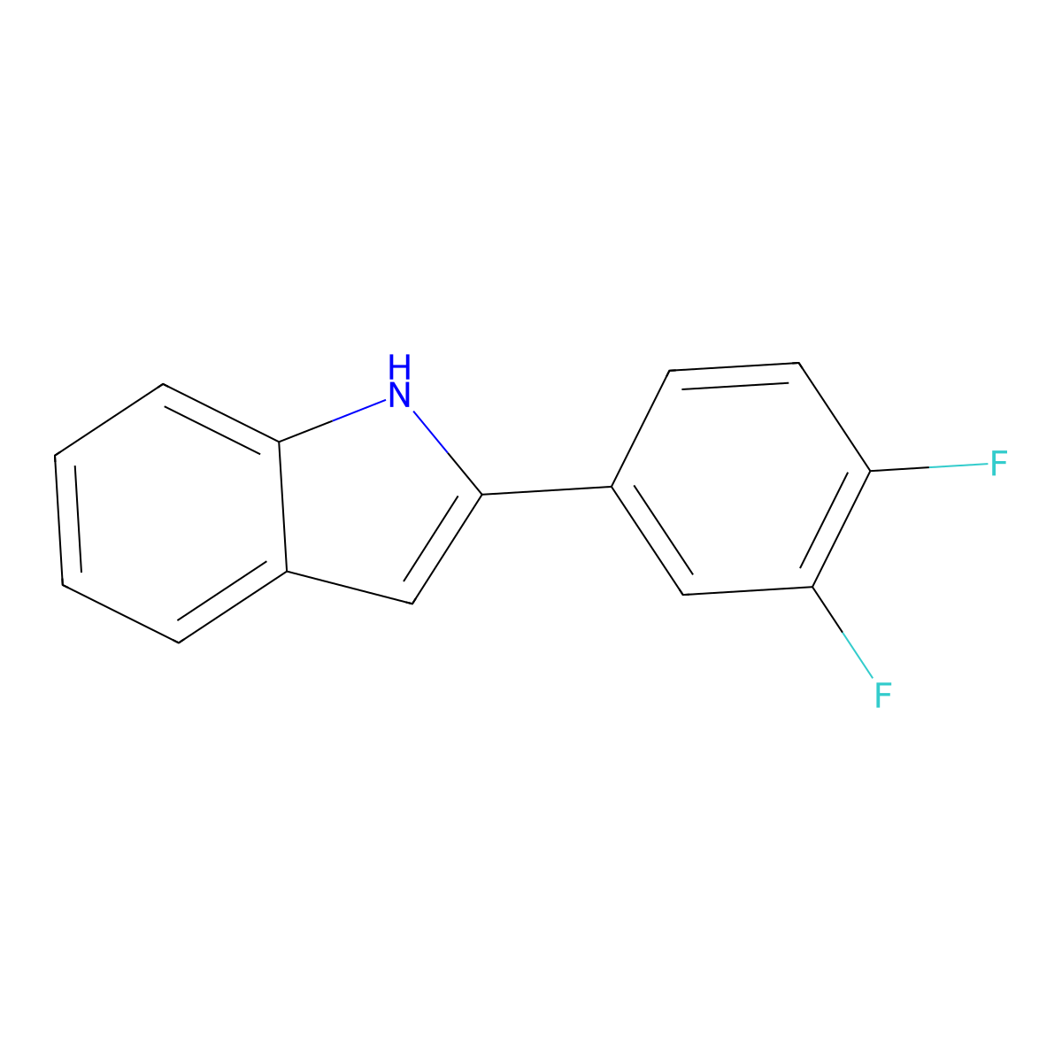 2-(3,4-Difluorophenyl)indole molecular structure, CAS 68290-36-8