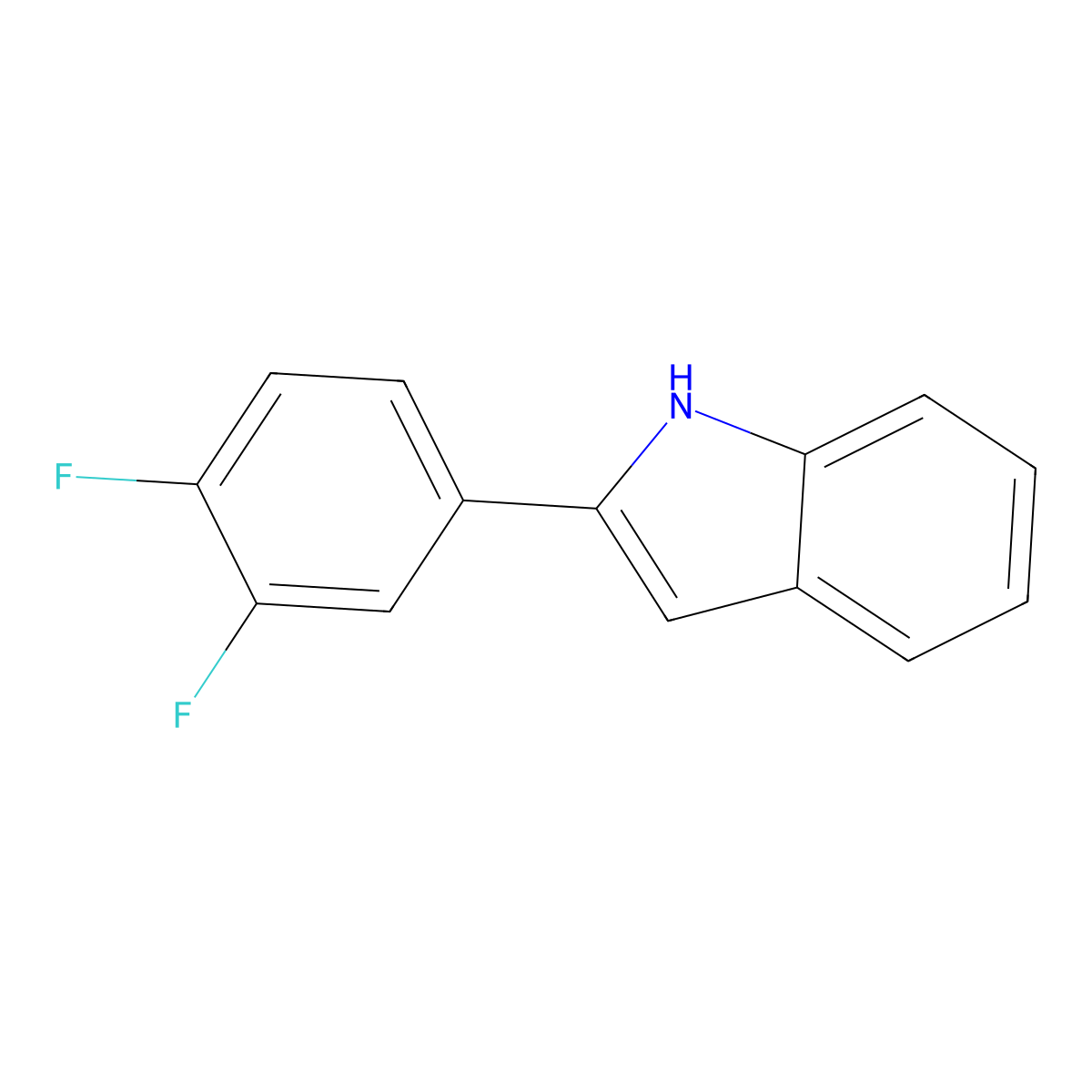 2-(3,4-Difluorophenyl)indole molecular structure, CAS 68290-36-8
