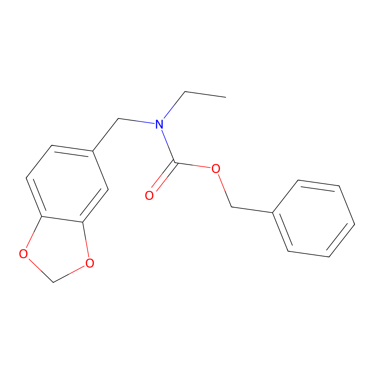 Benzyl (benzo[d][1,3]dioxol-5-ylmethyl)(ethyl)carbamate molecular structure, CAS 68291-46-3