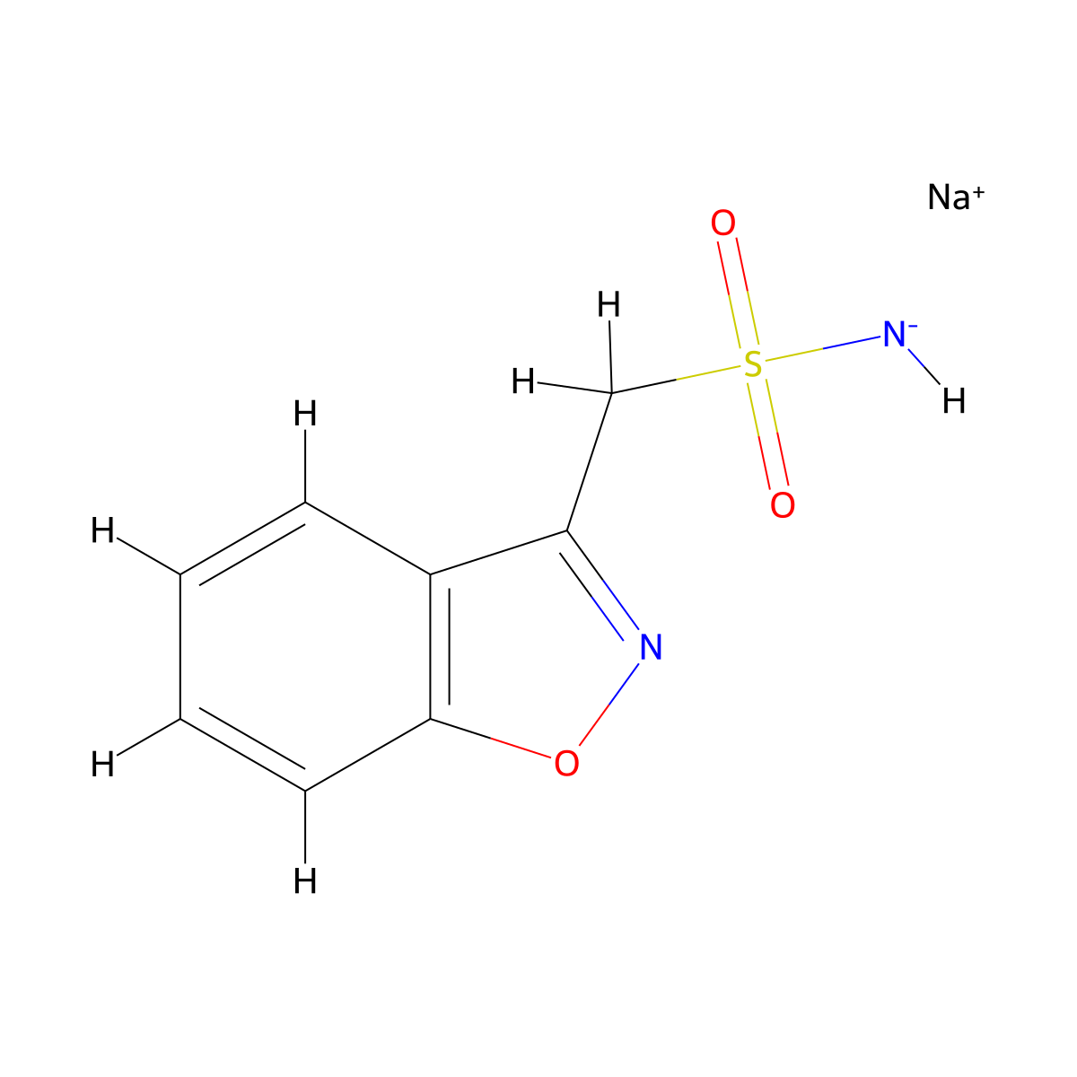 zonisamide sodium salt molecular structure, CAS 68291-98-5