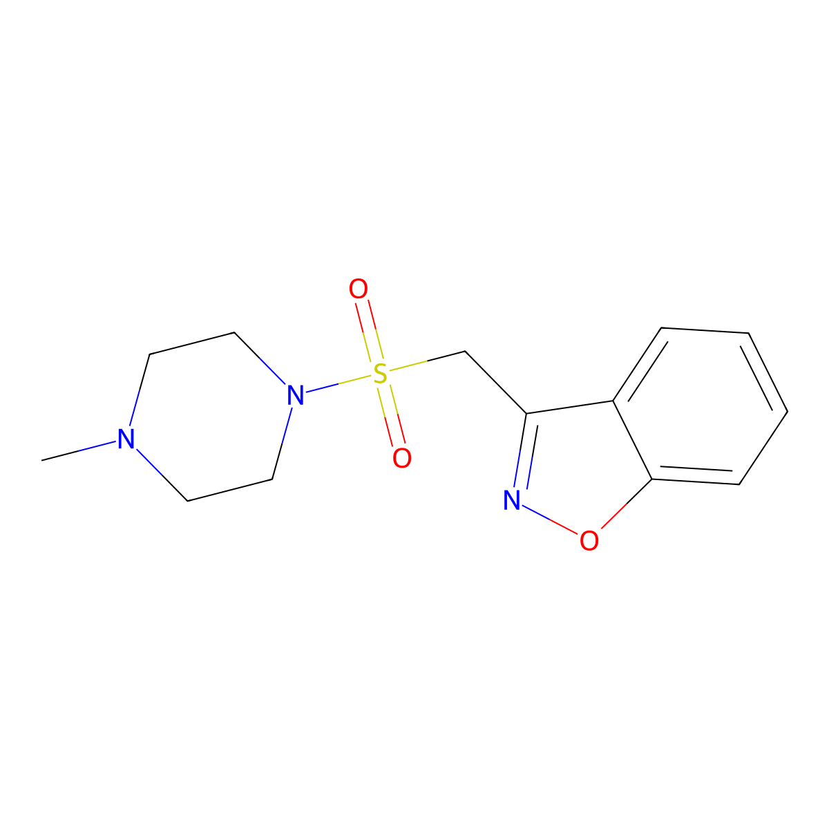 3-(((4-Methylpiperazin-1-yl)sulfonyl)methyl)benzo[d]isoxazole molecular structure, CAS 68292-01-3