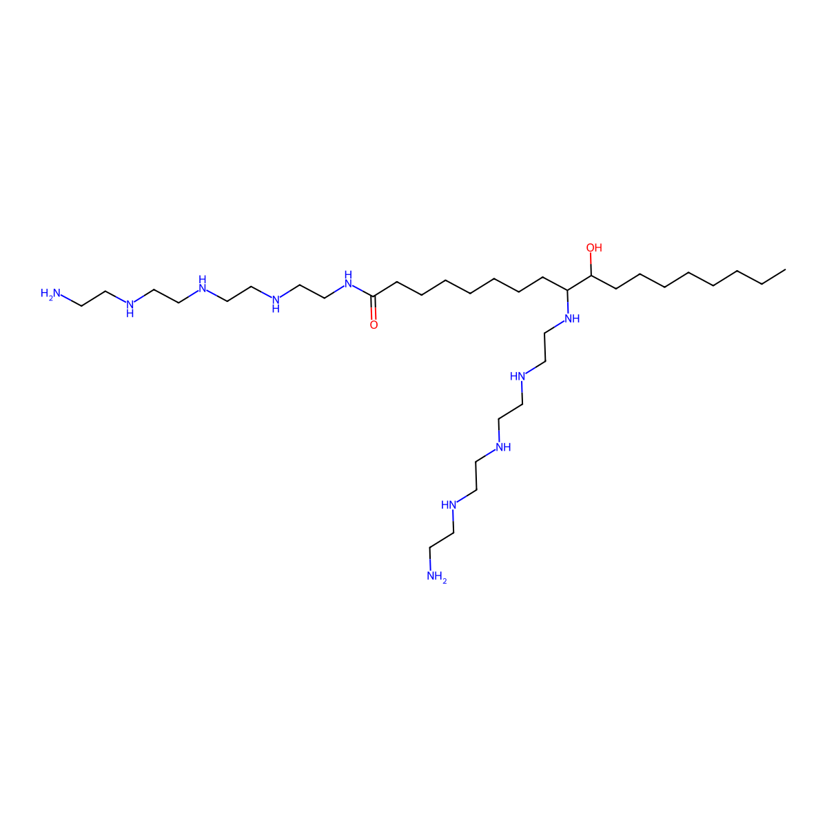 21-amino-N-(2-((2-((2-((2-aminoethyl)amino)ethyl)amino)ethyl)amino)ethyl)-9-(1-hydroxynonyl)-9,12,15,18-tetraazahenicosanamide molecular structure, CAS 68298-14-6